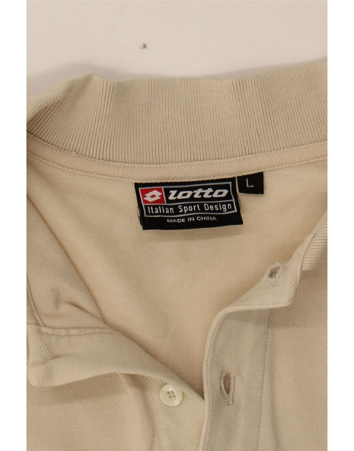 LOTTO Mens Polo Shirt Large Beige Cotton Vintage Lotto and Second-Hand Lotto from Messina Hembry 