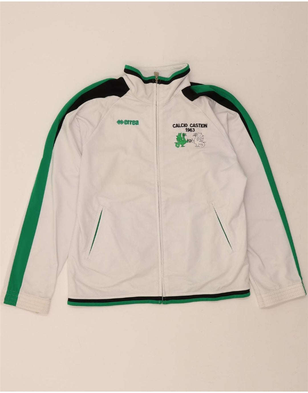ERREA Mens Tracksuit Top Jacket Small Off White Colourblock Polyester Vintage Errea and Second-Hand Errea from Messina Hembry 