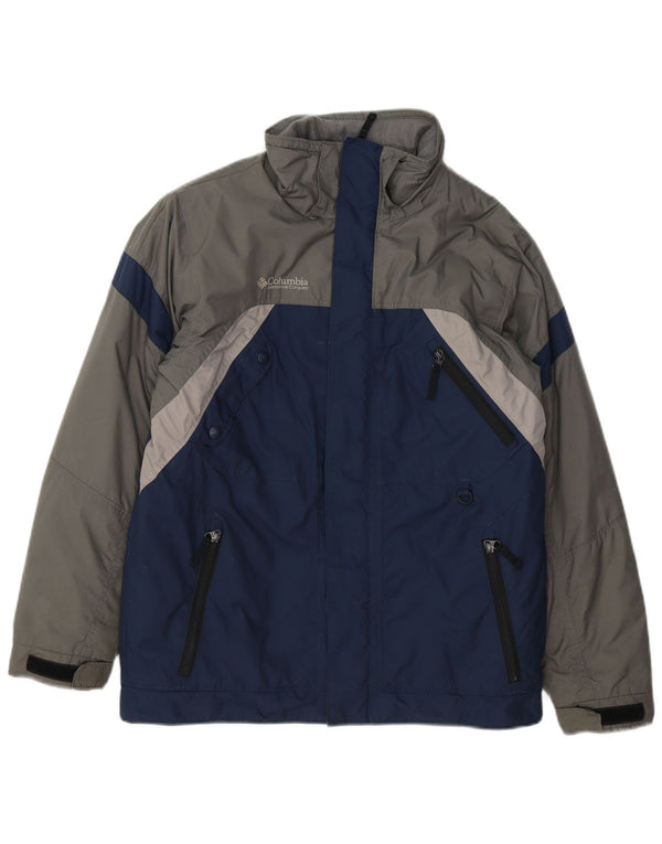 Columbia Boys Windbreaker Jacket 14-15 Years Navy Blue Colorblock Nylon