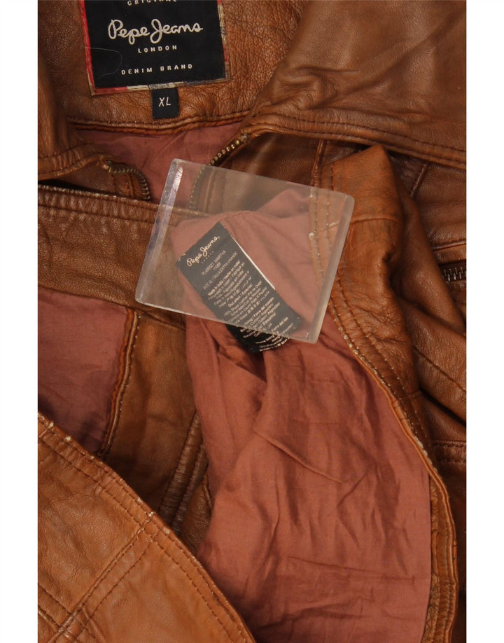 PEPE Jeans Γυναικείο Δερμάτινο Μπουφάν UK 18 XL Καφέ