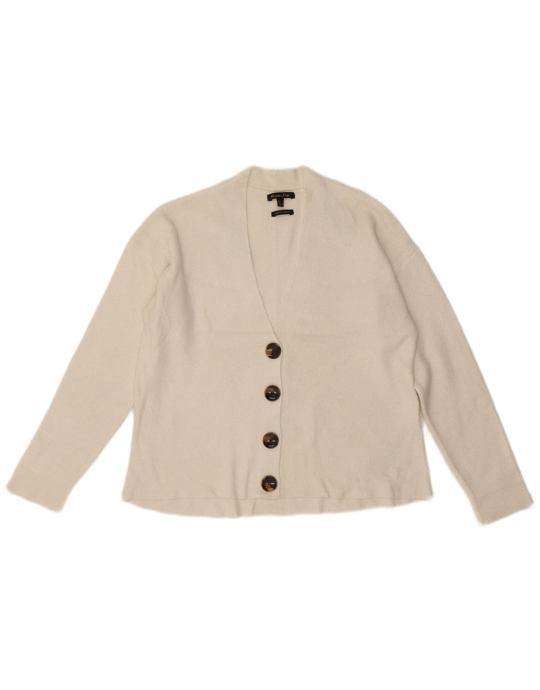 Massimo Dutti Γυναικείο πουλόβερ Crop Cardigan UK 10 Small White Viscose