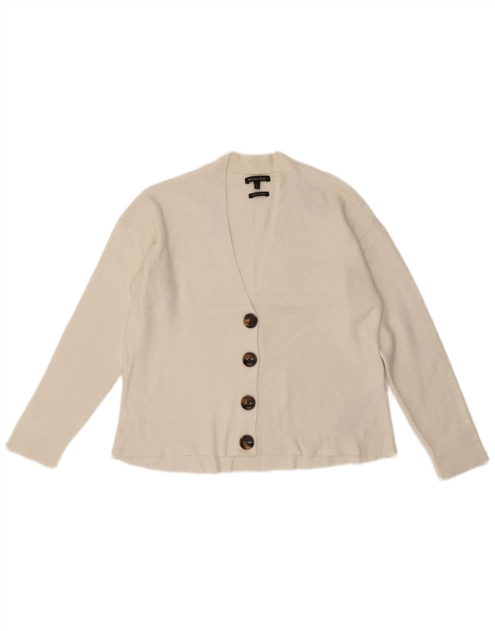 Massimo Dutti Γυναικείο πουλόβερ Crop Cardigan UK 10 Small White Viscose