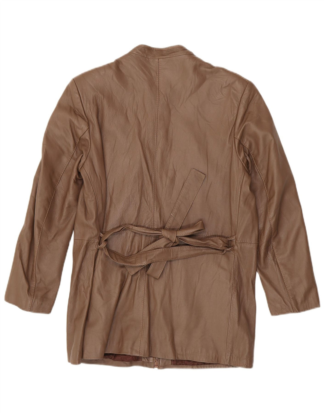 Vintage Γυναικείο Δερμάτινο Παλτό UK 14 Δερμάτινο Μεσαίο Καφέ