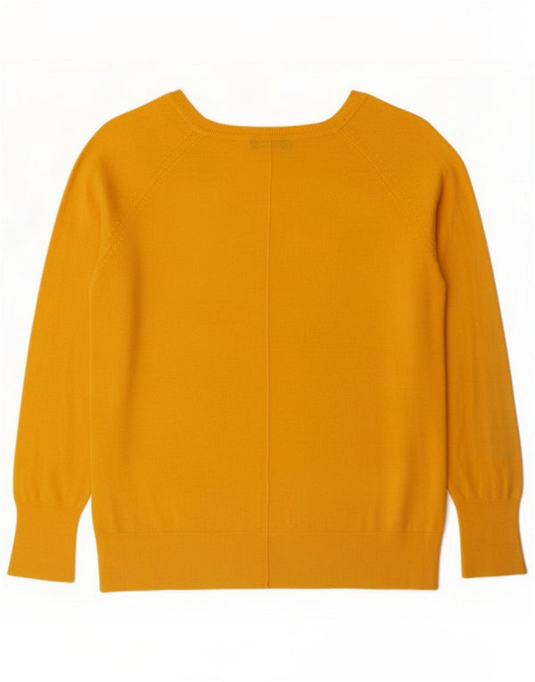 Zara Womens Boat Neck Jumper Sweater UK 16 Large Yellow Viscose