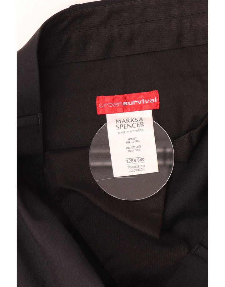 Ανδρικό ίσιο παντελόνι Marks & Spencer W40 L31 Μαύρο μάλλινο