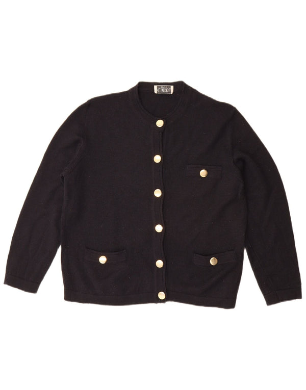 Vintage γυναικεία ζακέτα υπερμεγέθη UK 10 Small Navy Blue Wool