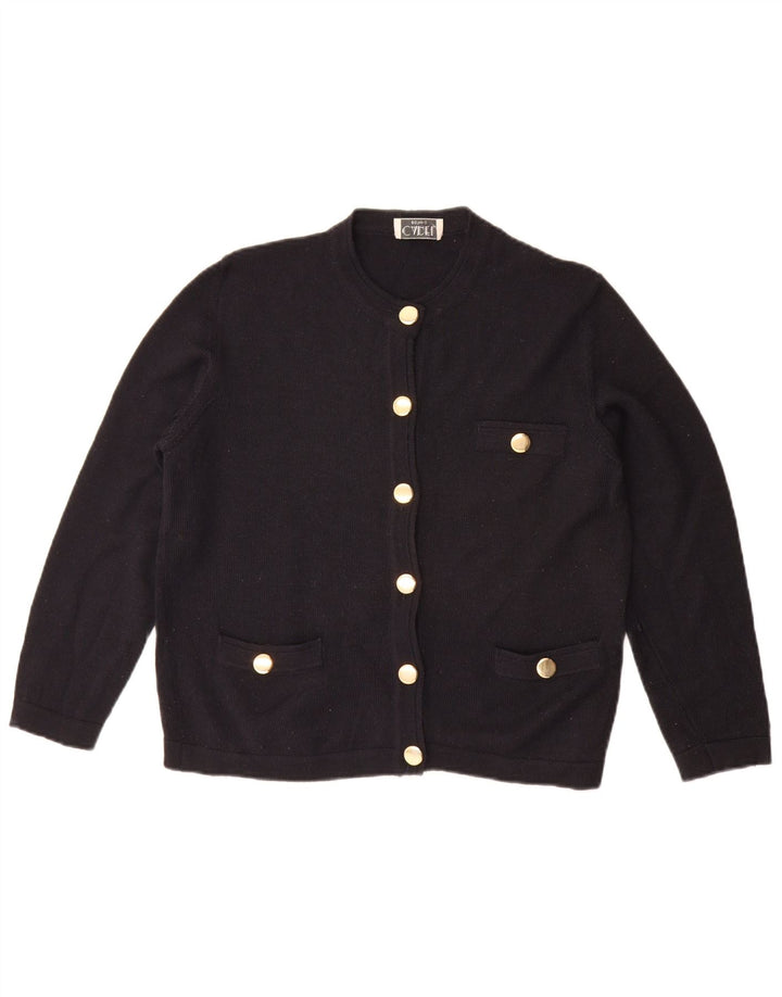 Vintage γυναικεία ζακέτα υπερμεγέθη UK 10 Small Navy Blue Wool