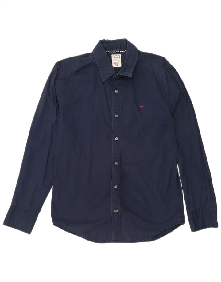 TOMMY HILFIGER Mens Shirt Medium Navy Blue Cotton