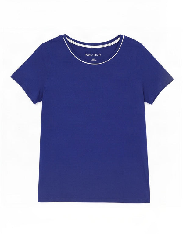 Nautica Γυναικείο T-Shirt Top UK 14 μεγάλο μπλε βαμβακερό
