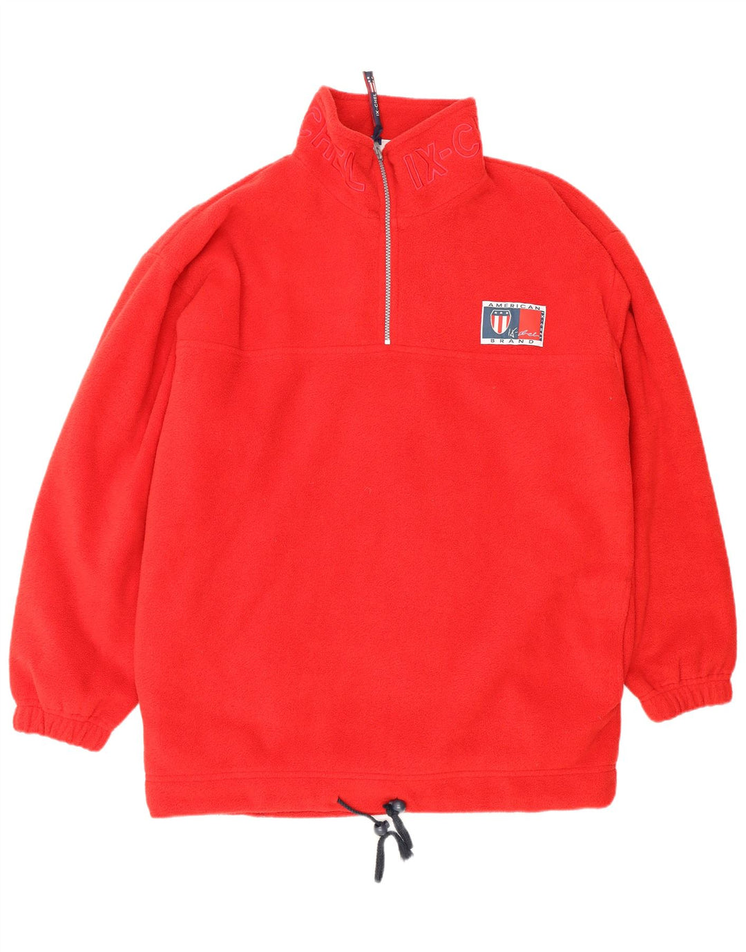 VINTAGE Ανδρικό γραφικό φερμουάρ με φερμουάρ, μεσαίο κόκκινο πολυεστέρας