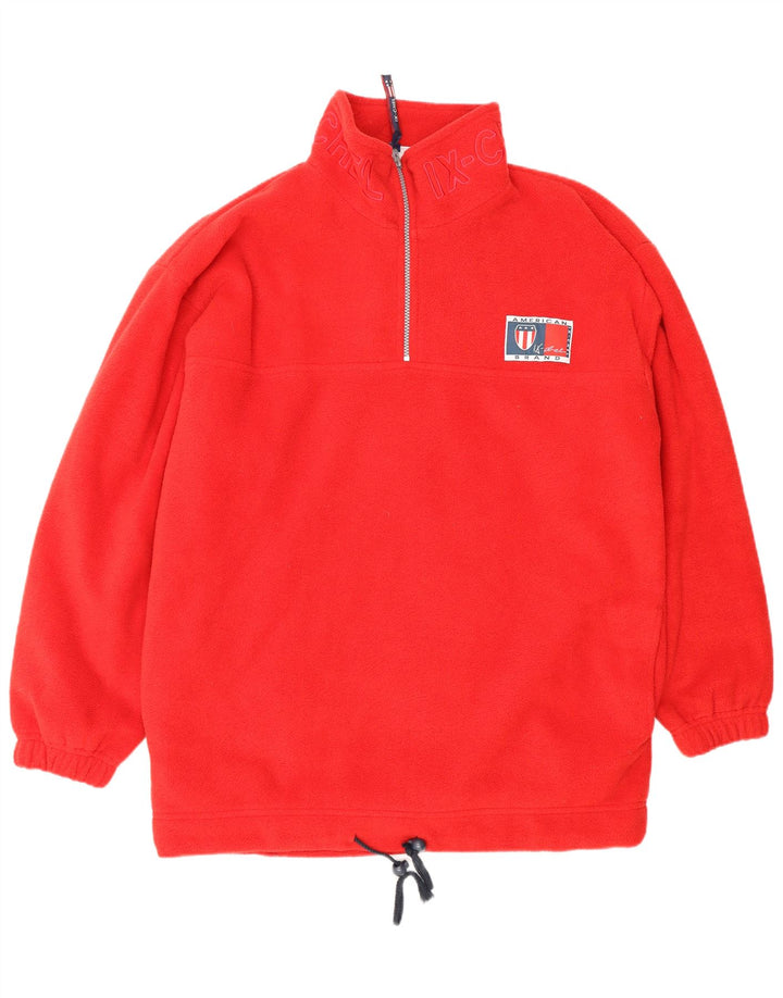 VINTAGE Ανδρικό γραφικό φερμουάρ με φερμουάρ, μεσαίο κόκκινο πολυεστέρας