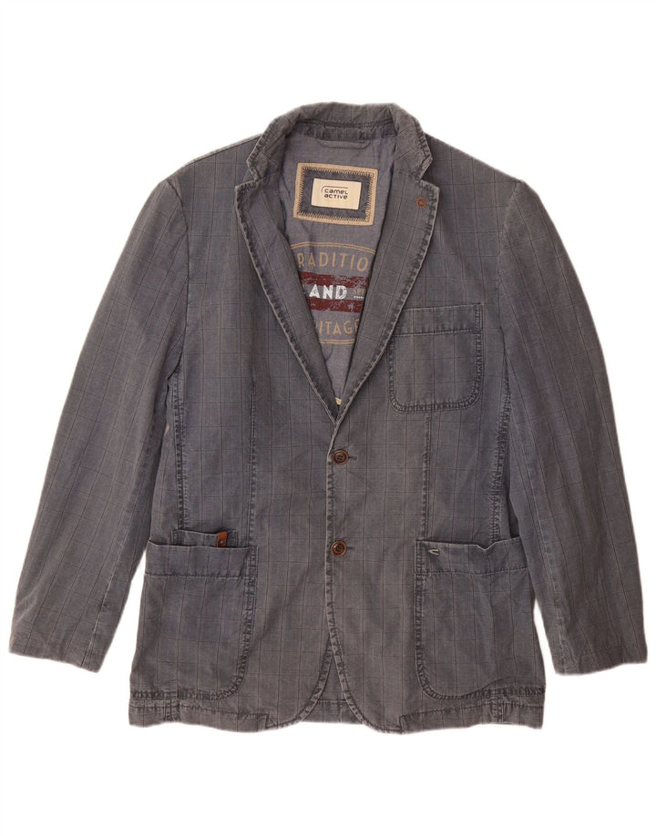 CAMEL ACTIVE Ανδρικό σακάκι 2 κουμπιών IT 48 μεσαίο μπλε βαμβακερό καρέ