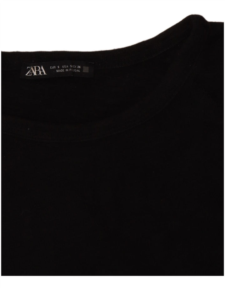 Zara Γυναικείο Μπλουζάκι 3/4 Μανίκι UK 10 Small Black