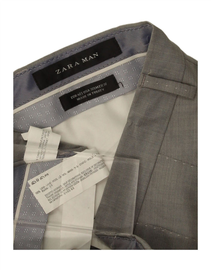ZARA Mens Slim Suit Trousers EU 42 Large W32 L34 Grey Wool Vintage Zara and Second-Hand Zara from Messina Hembry 