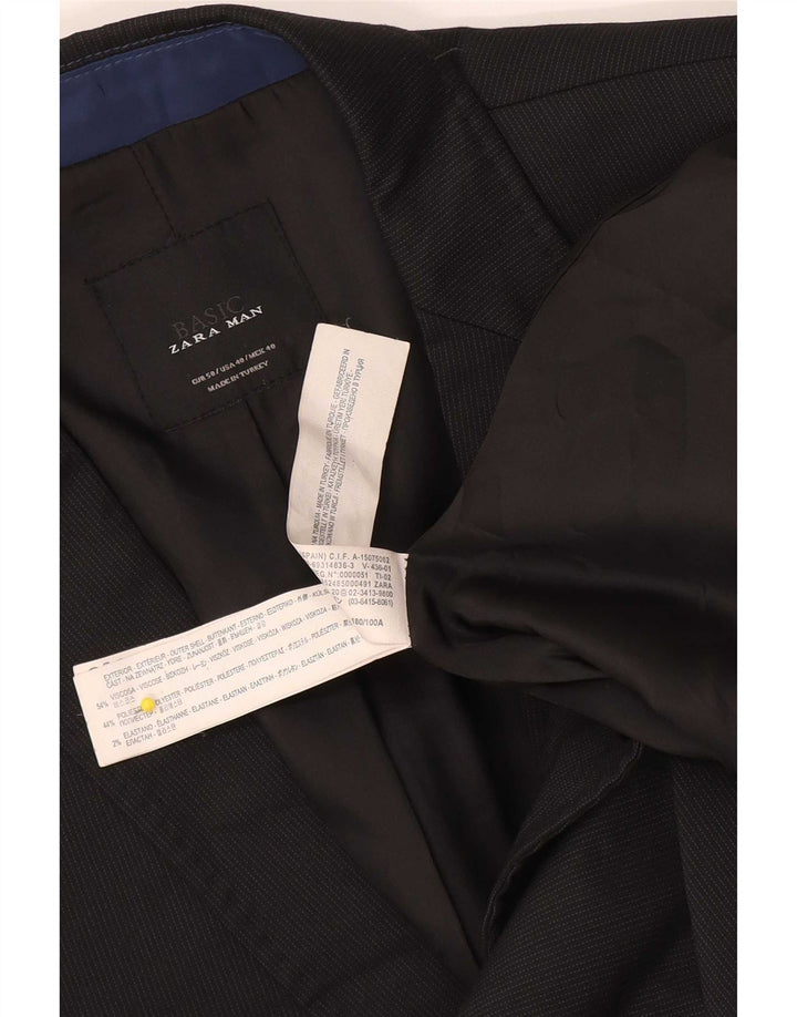 Zara Ανδρικό σακάκι μπλέιζερ με 2 κουμπιά EU 50 μεσαία μαύρη ρίγα βισκόζη