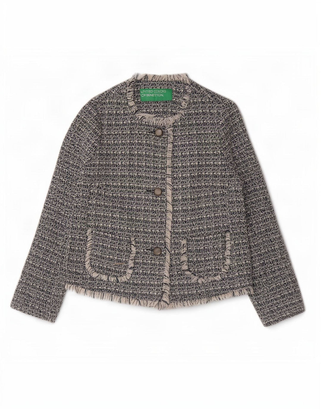 Benetton Γυναικείο σακάκι με 3 κουμπιά UK 8 Small Navy Blue από βαμβάκι