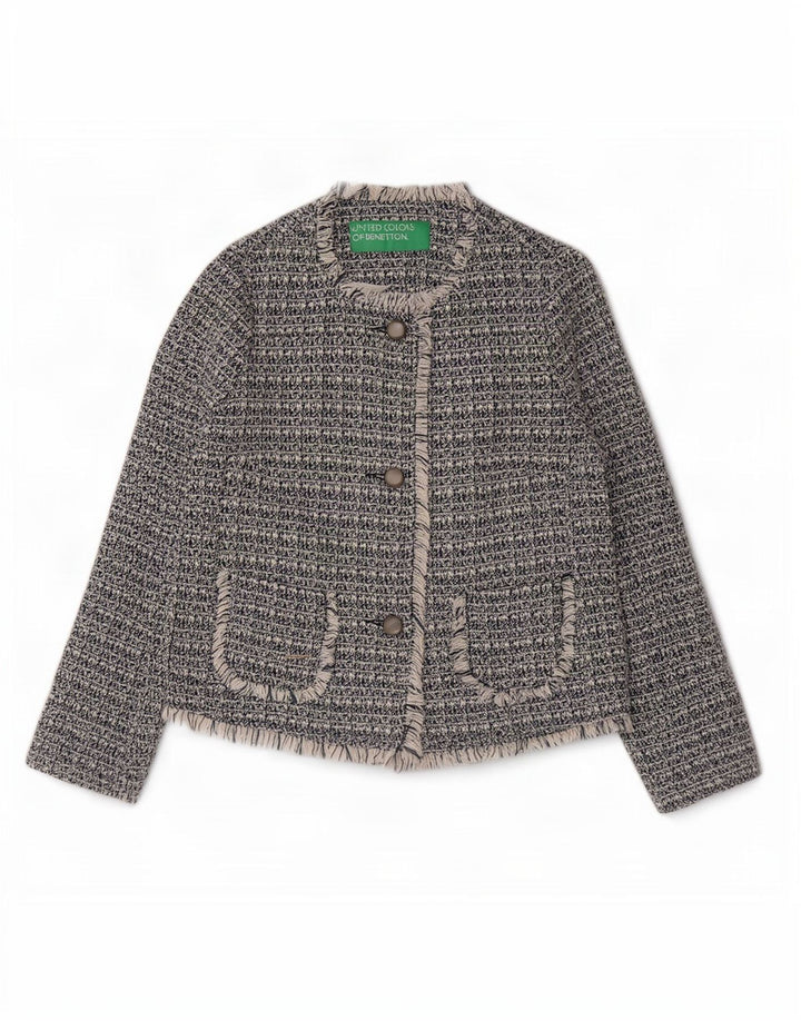 Benetton Γυναικείο σακάκι με 3 κουμπιά UK 8 Small Navy Blue από βαμβάκι