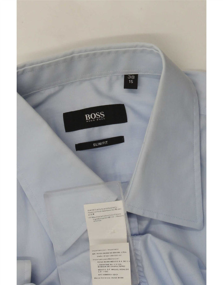 Ανδρικό πουκάμισο Hugo Boss Slim Fit Μέγεθος 38 15 Μεσαίο Μπλε Βαμβακερό