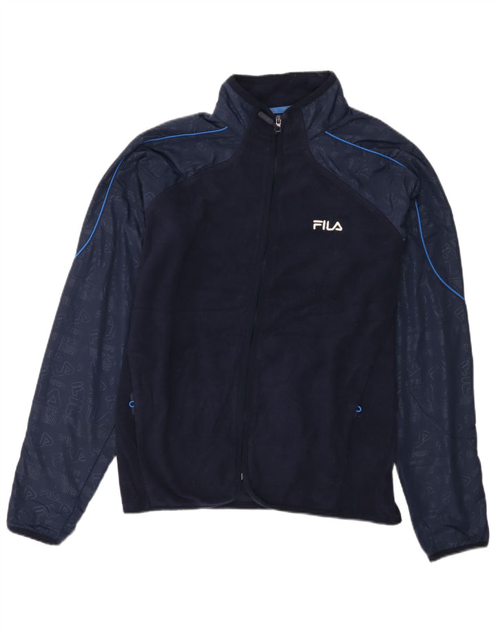 Fila Ανδρικό Fleece Jacket UK 38 Medium Navy Blue Colourblock Βαμβακερό
