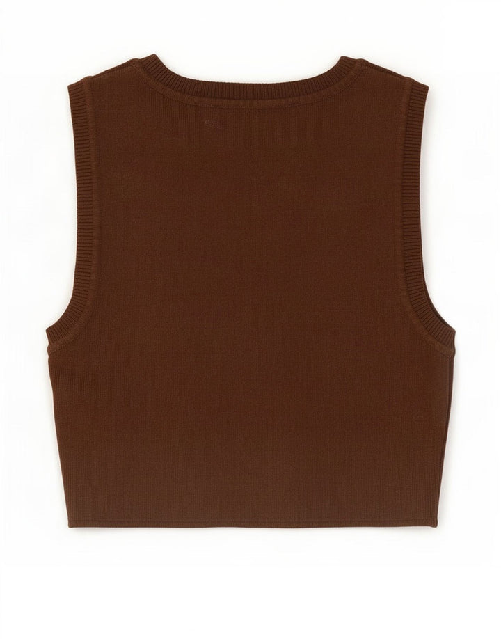 Zara Γυναικείο γιλέκο Crop UK 8 Small Brown