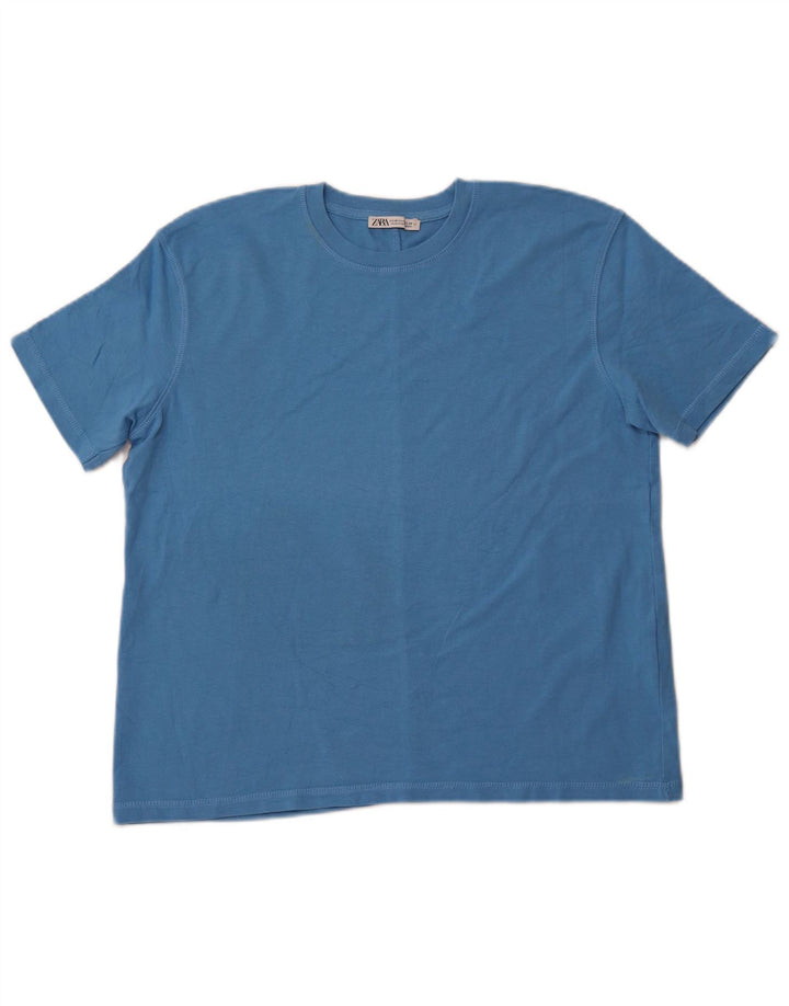 ZARA Γυναικείο T-Shirt Top UK 14 Medium Blue Cotton