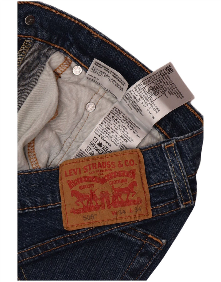 Levi's Mens 505 Straight Jeans W34 L34 Blue Cotton