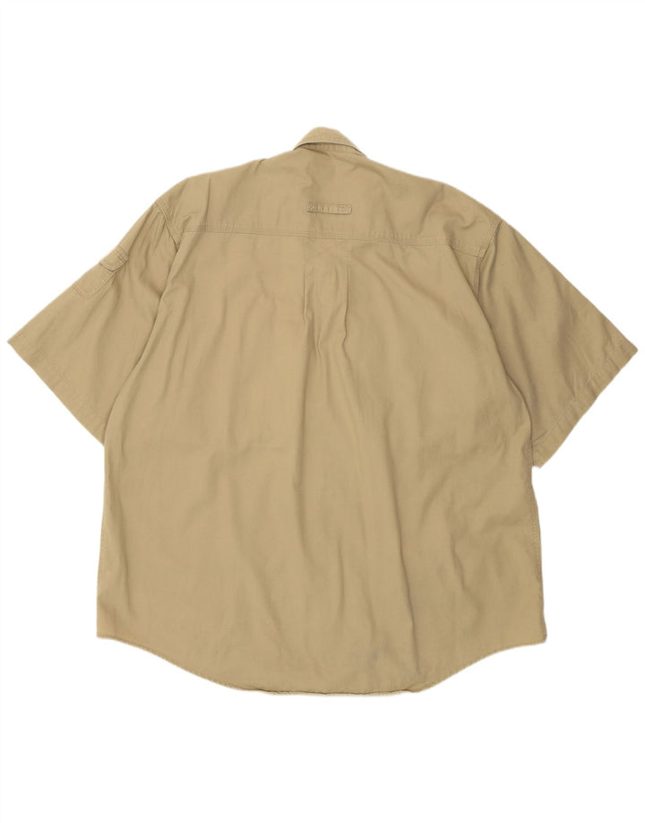 Vintage ανδρικό κοντομάνικο πουκάμισο XL μπεζ βαμβακερό