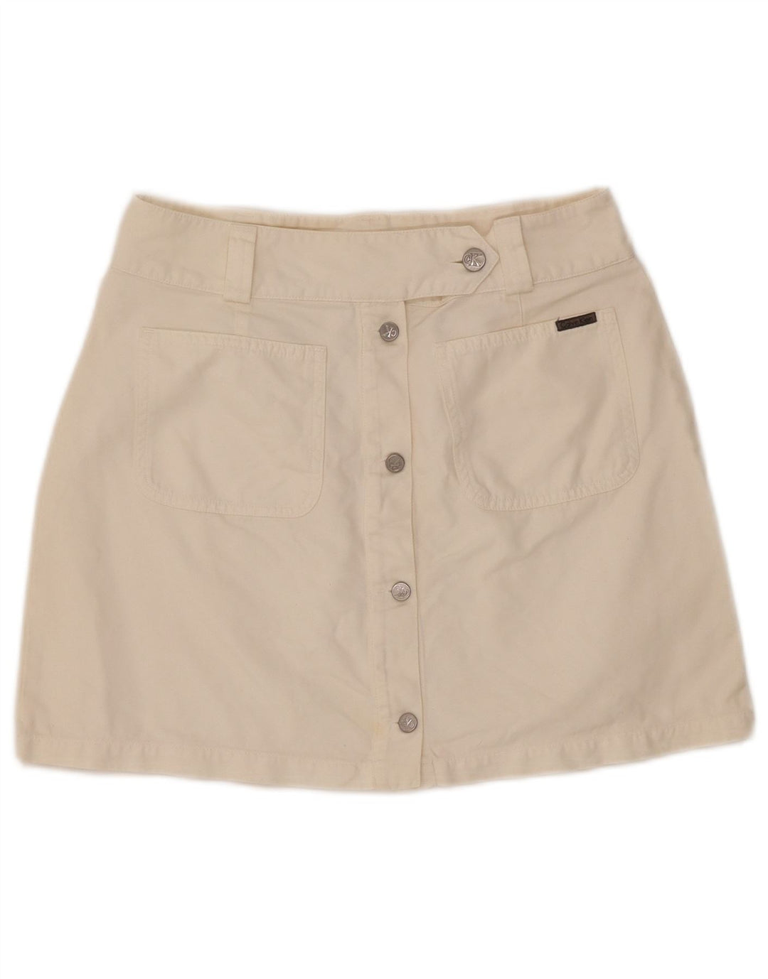 Γυναικεία Μίνι Φούστα CALVIN KLEIN W30 Βαμβακερή σε μεσαίο υπόλευκο