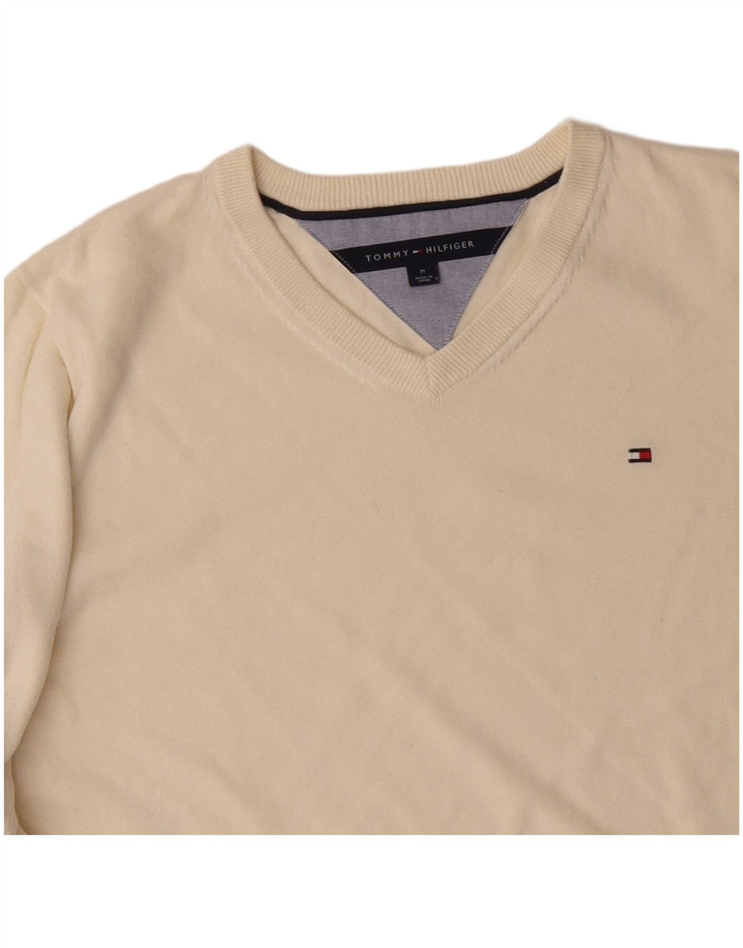 TOMMY HILFIGER Ανδρικό πουλόβερ με λαιμόκοψη με V λαιμόκοψη, μεσαίο βαμβακερό