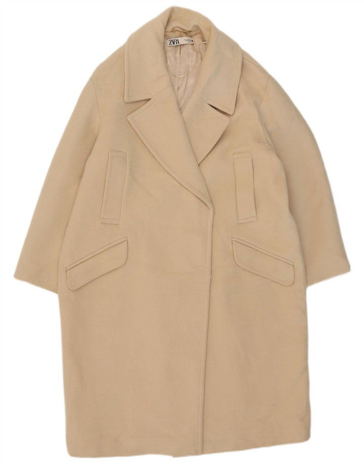 Zara Γυναικείο Oversized Πανωφόρι UK 16 Large Beige Polyester