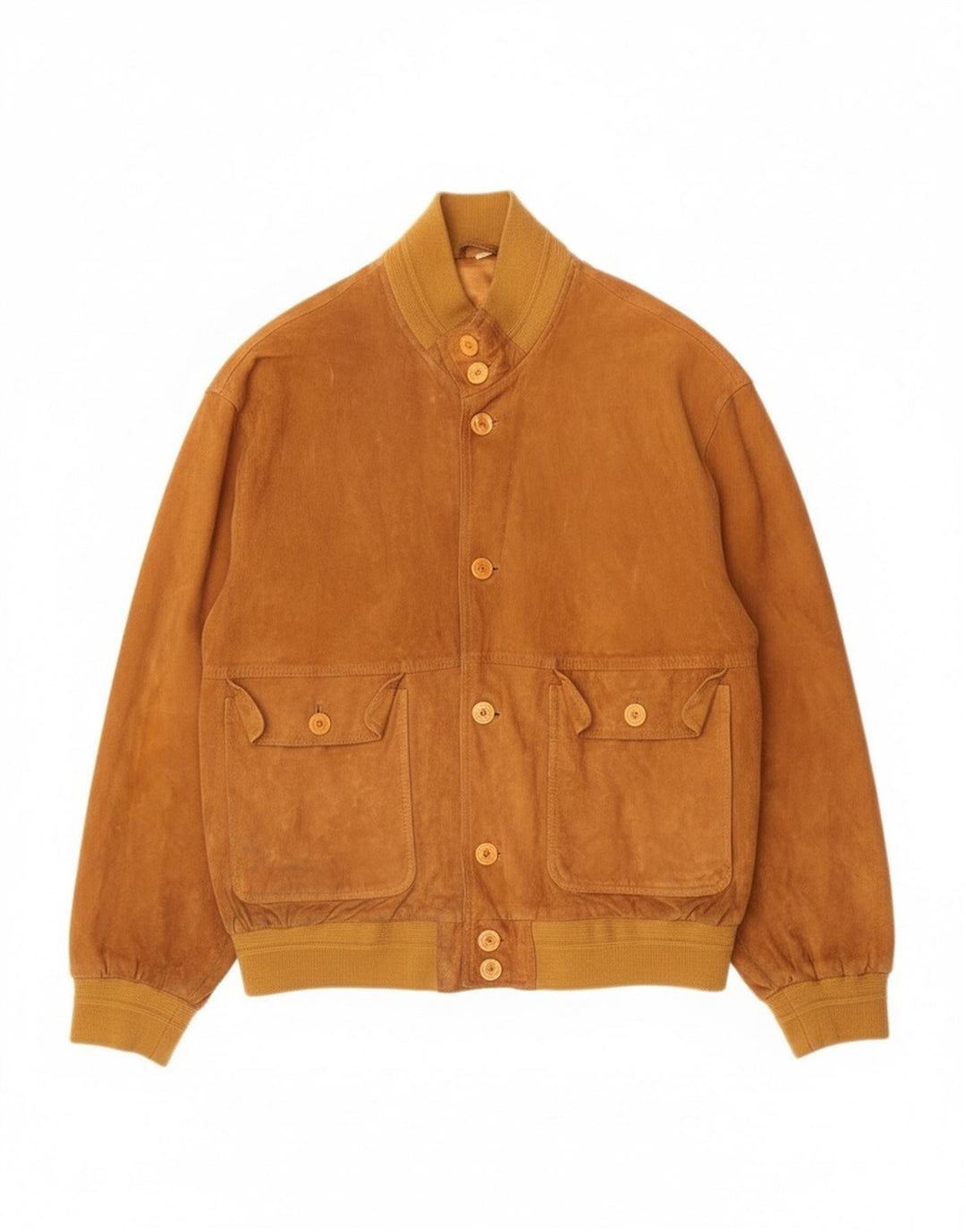 Vintage Ανδρικό Suede Bomber Jacket IT 50 Large Beige Leather