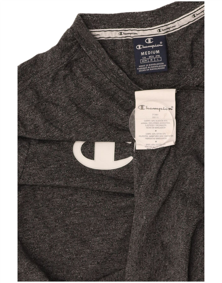 CHAMPION Mens Graphic T-Shirt Top Medium Grey Flecked Cotton