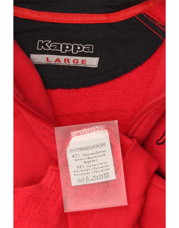Kappa Ανδρικό πουλόβερ με κουκούλα με φερμουάρ μεγάλο κόκκινο βαμβακερό