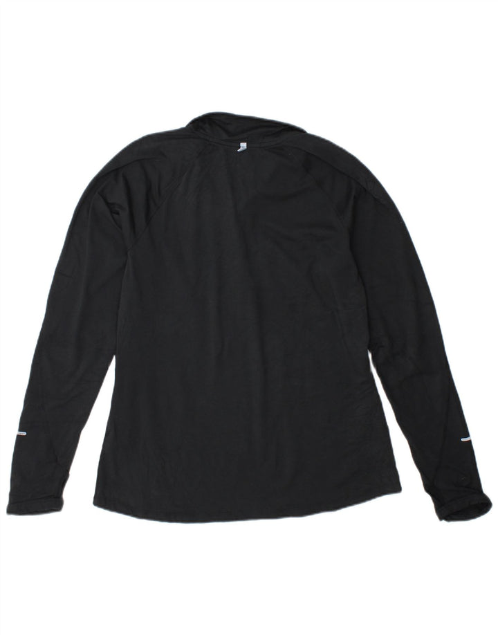 Nike γυναικείο Dri Fit με φερμουάρ με λαιμόκοψη μακρυμάνικο UK 14 μεγάλο μαύρο πολυεστέρα