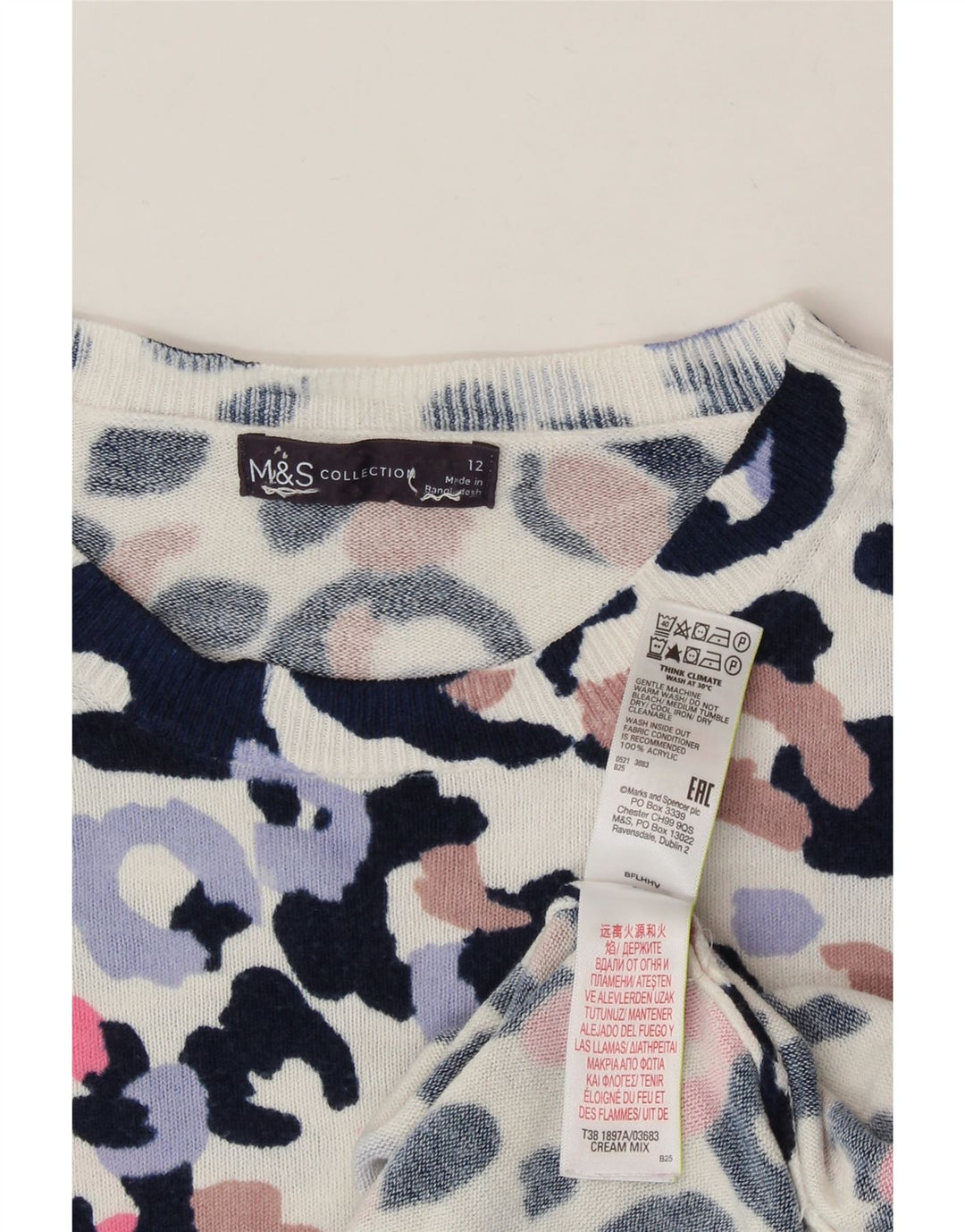 MARKS & SPENCER Womens Crew Neck Jumper Sweater UK 12 Medium Multicoloured Vintage Marks & Spencer and Second-Hand Marks & Spencer from Messina Hembry 