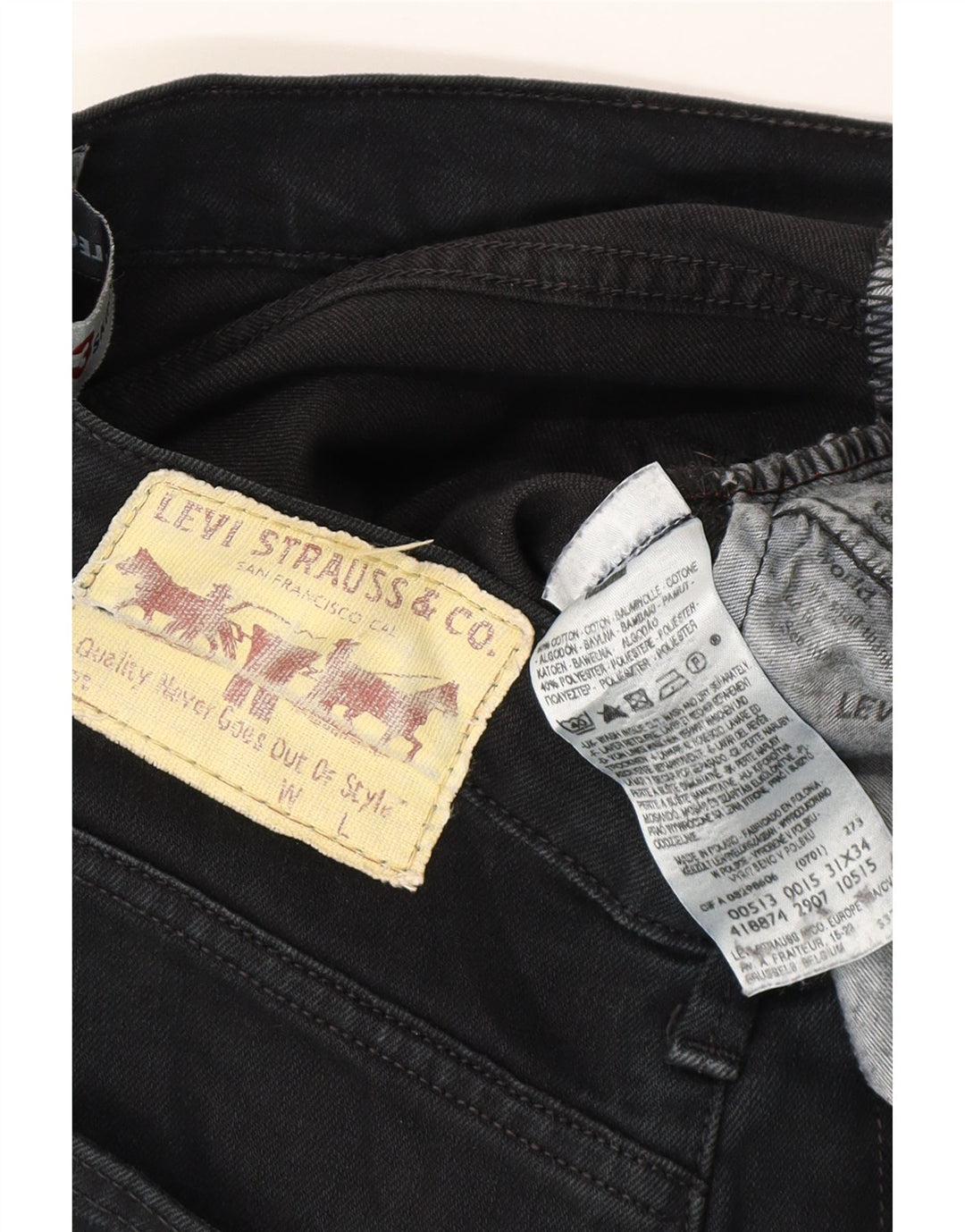 LEVI'S Ανδρικό 513 Skinny Jeans W31 L26 Μαύρο βαμβακερό