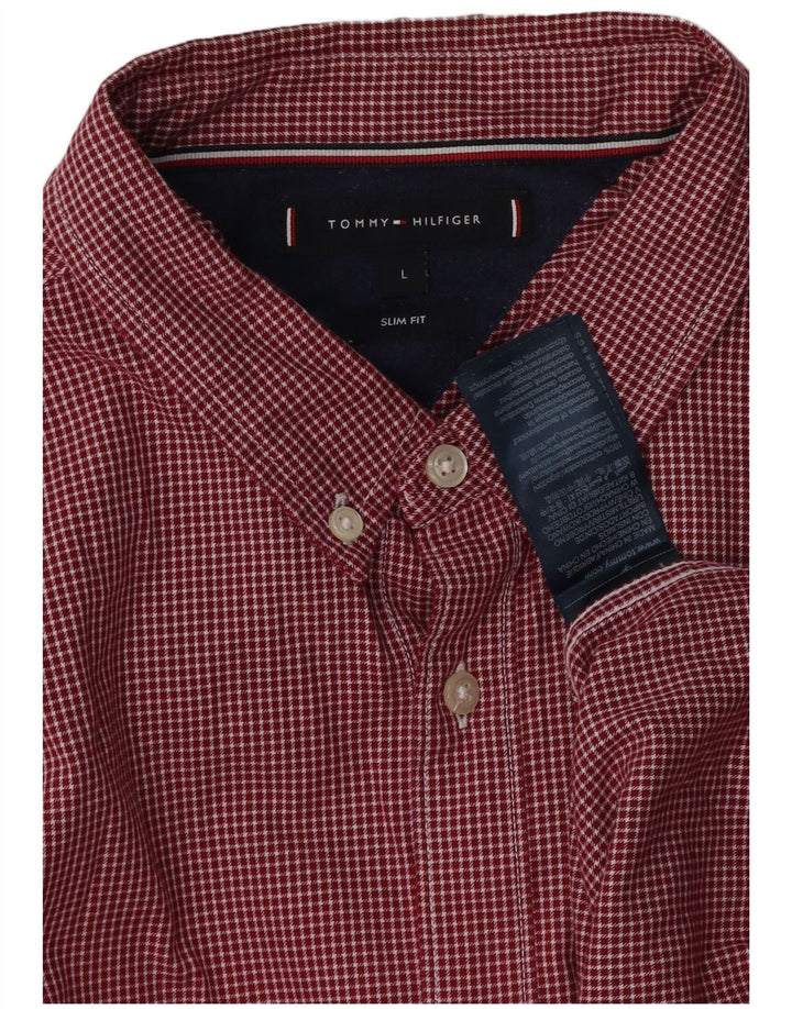 TOMMY HILFIGER Ανδρικό πουκάμισο Slim Fit μεγάλο κόκκινο βαμβακερό