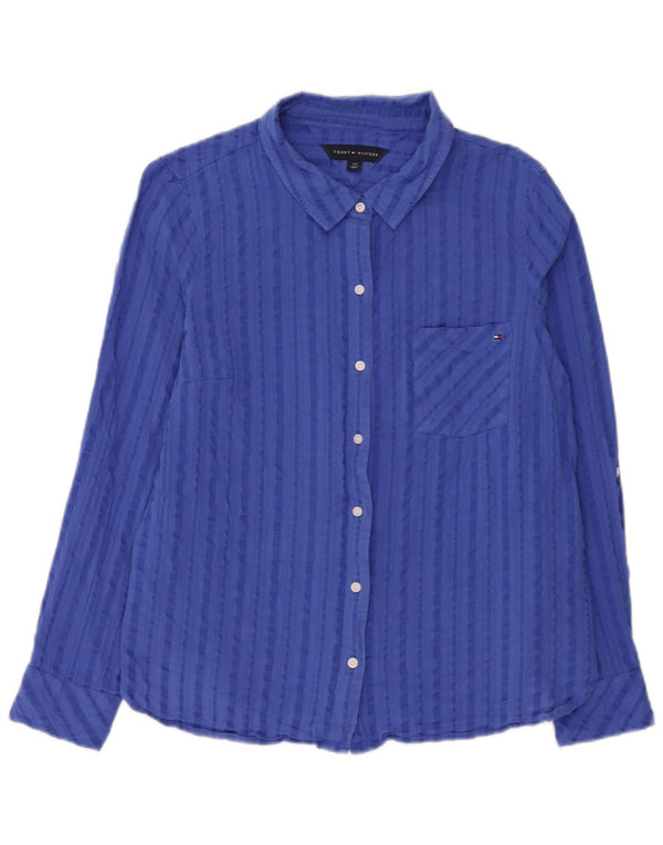 Tommy Hilfiger Γυναικείο Πουκάμισο UK 16 Μεγάλο Μπλε Ριγέ Βαμβακερό