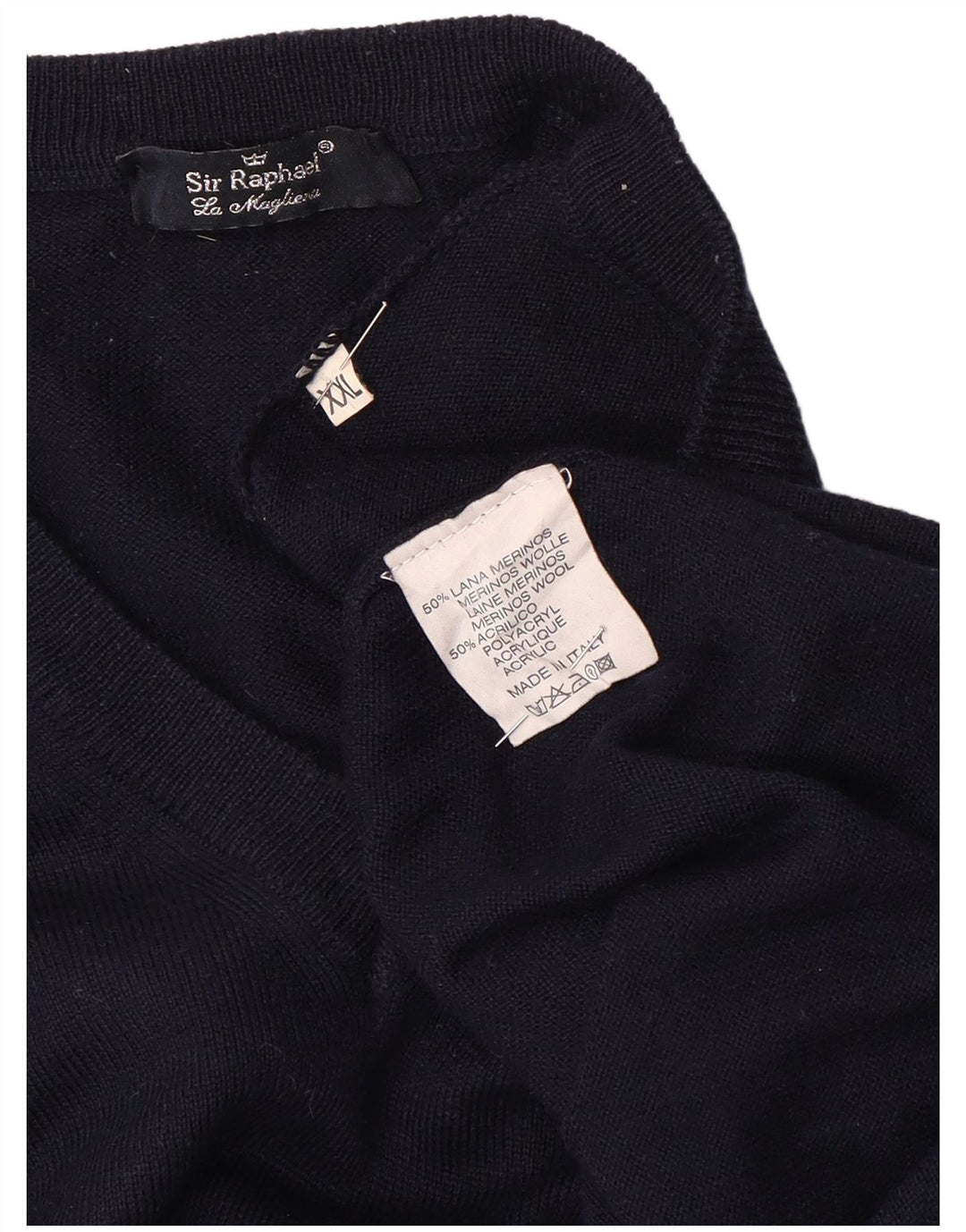 SIR RAPHAEL Ανδρικό πουλόβερ με λαιμόκοψη 2XL Navy Blue ακρυλικό