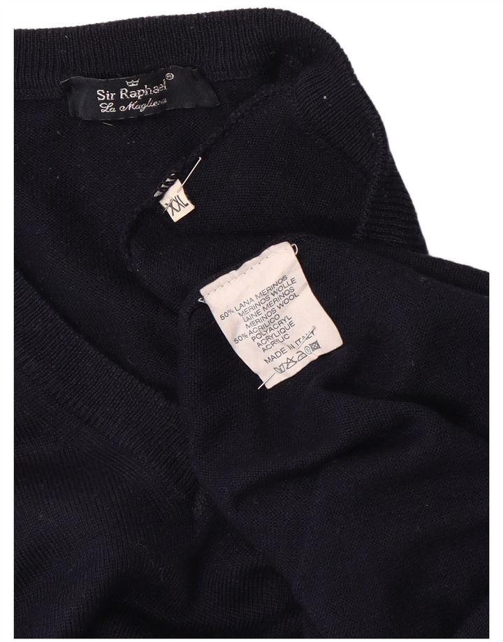 SIR RAPHAEL Ανδρικό πουλόβερ με λαιμόκοψη 2XL Navy Blue ακρυλικό