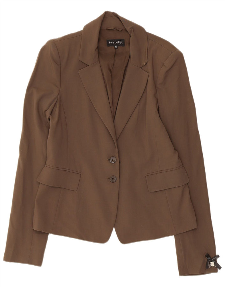 PATRIZIA PEPE Γυναικείο τζάκετ με 2 κουμπιά σακάκι IT 46 μεγάλο καφέ παρθένο μαλλί