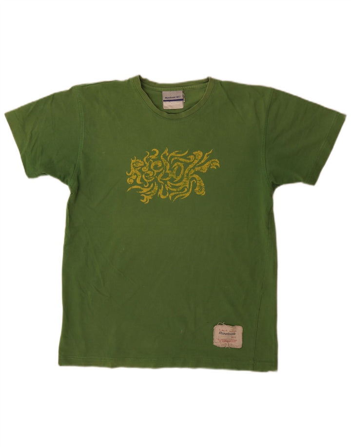 Ανδρικό γραφικό T-Shirt Reebok Top Μικρό πράσινο βαμβακερό