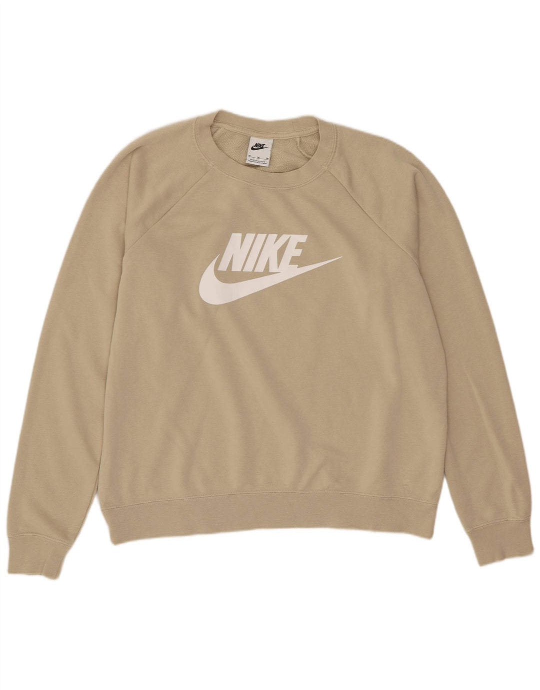 Γυναικείο γραφικό υπερμεγέθη φούτερ Nike UK 14 μεσαίο βαμβακερό μπεζ