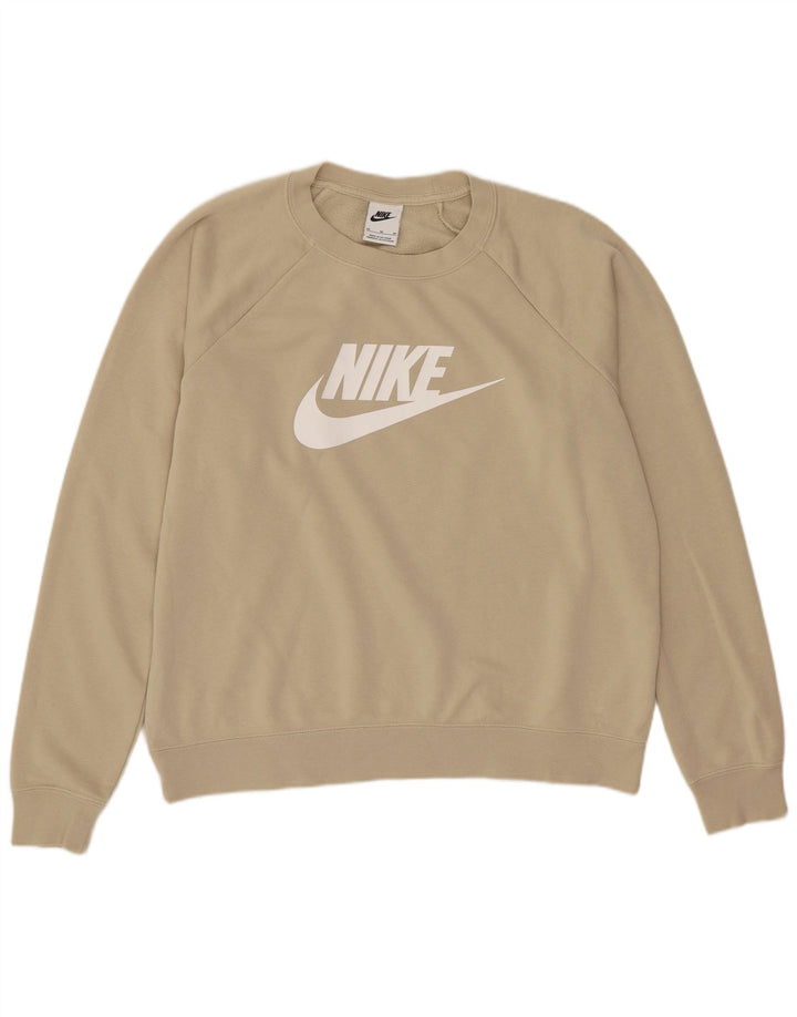 Γυναικείο γραφικό υπερμεγέθη φούτερ Nike UK 14 μεσαίο βαμβακερό μπεζ