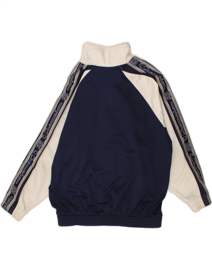 CHAMPION Boys Tracksuit Top Jacket 7-8 Years Small Navy Blue Colourblock Vintage Champion and Second-Hand Champion from Messina Hembry 