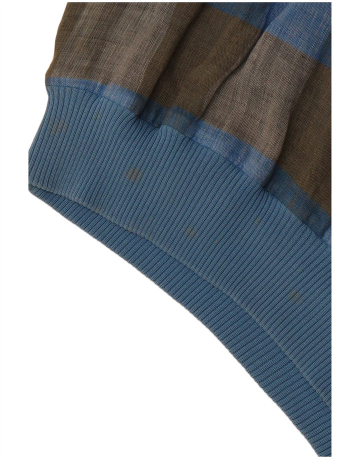 Ανδρικό κοντομάνικο πουλόβερ πουκάμισο VINTAGE IT 48 Μεσαίο Μπλε Check Flax