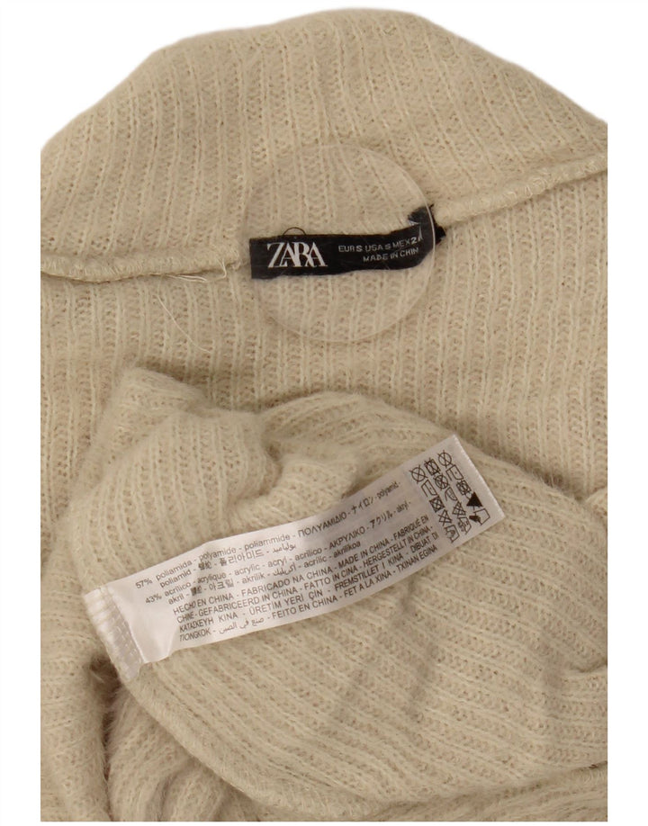 Zara γυναικείο πουλόβερ με λαιμόκοψη χελώνας UK 8 Small Beige Polyamide
