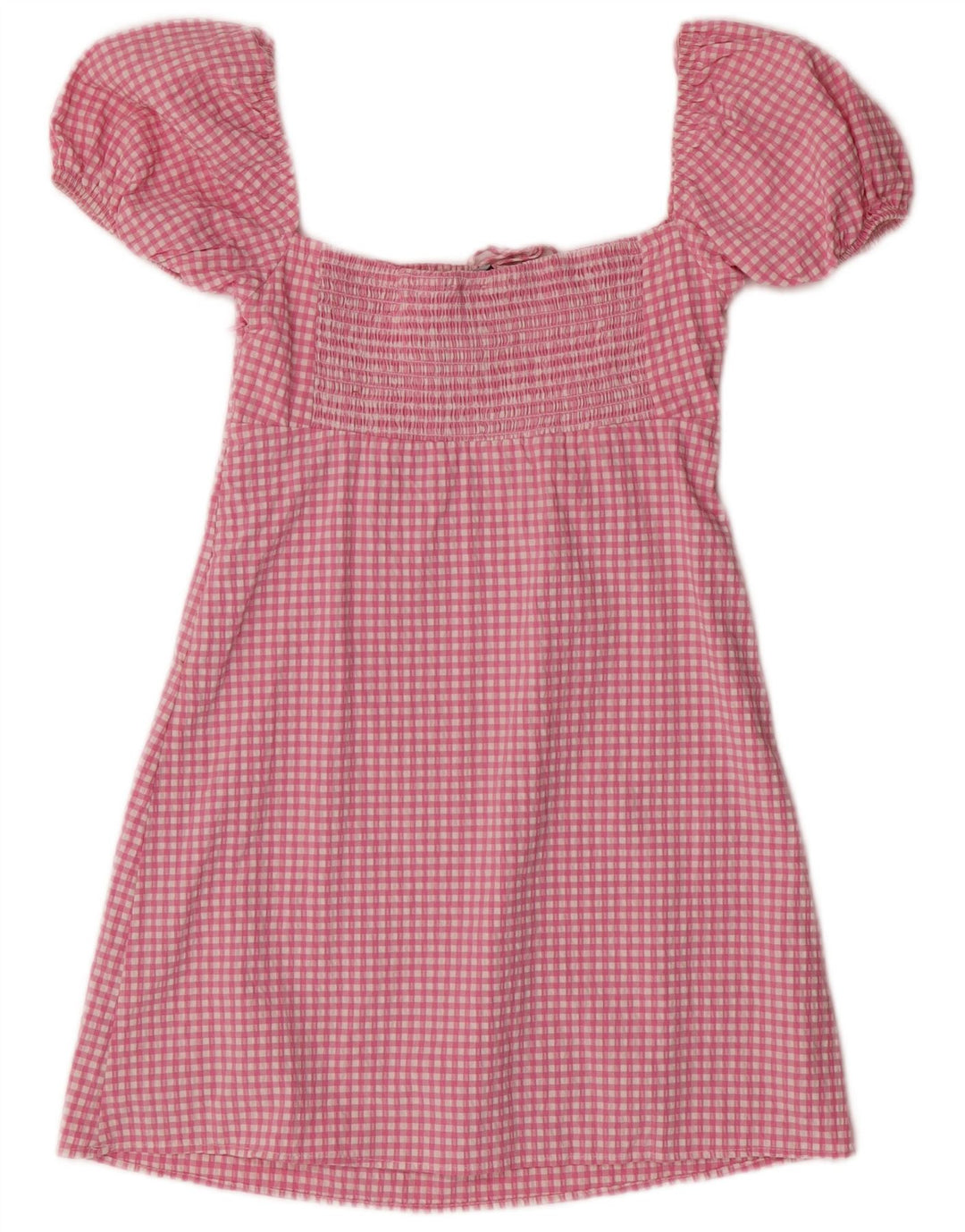 Zara Γυναικεία κοντομάνικα Sundress UK 12 Medium Pink Gingham Bohemian