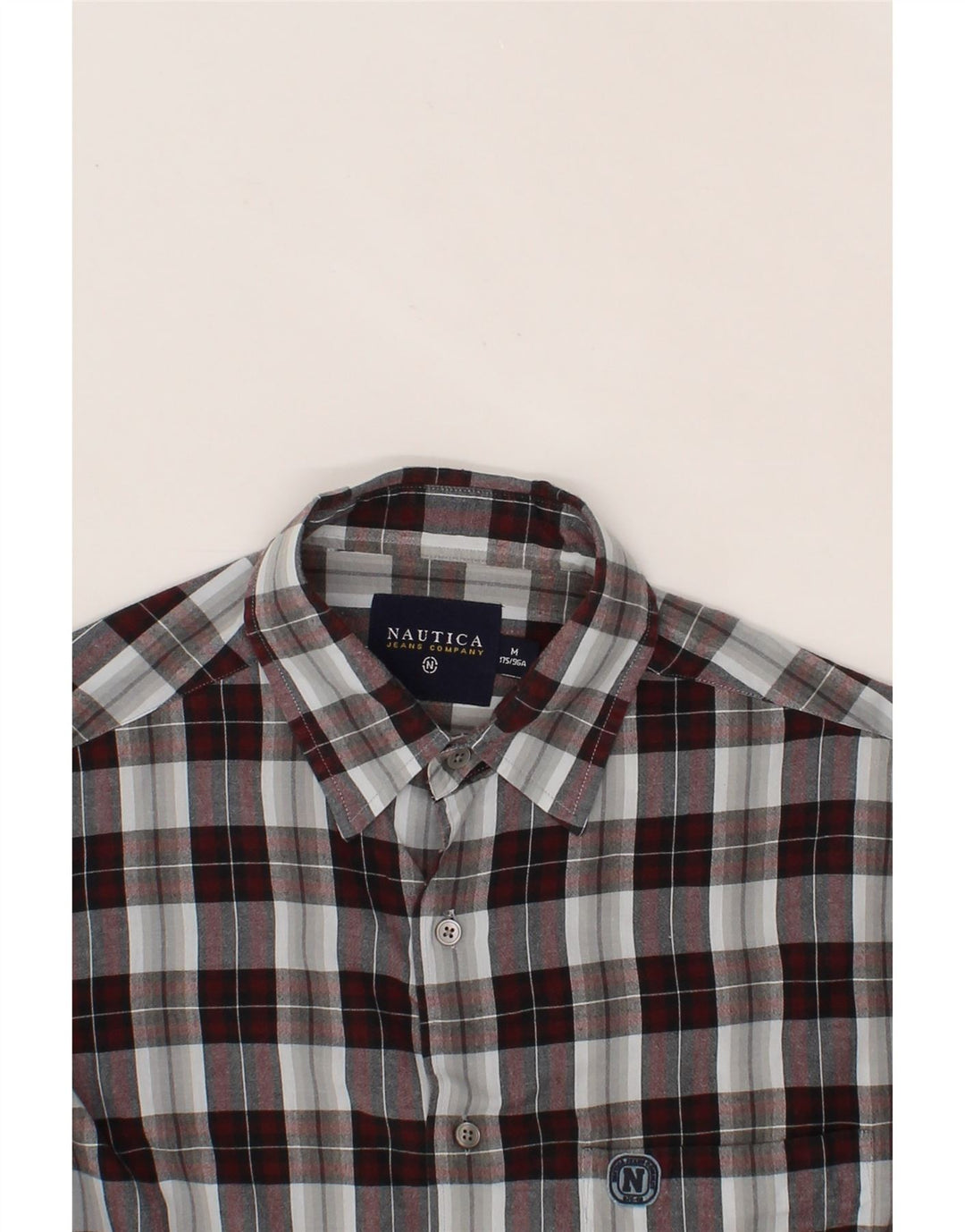 NAUTICA Mens Shirt Medium Burgundy Check Cotton Vintage Nautica and Second-Hand Nautica from Messina Hembry 