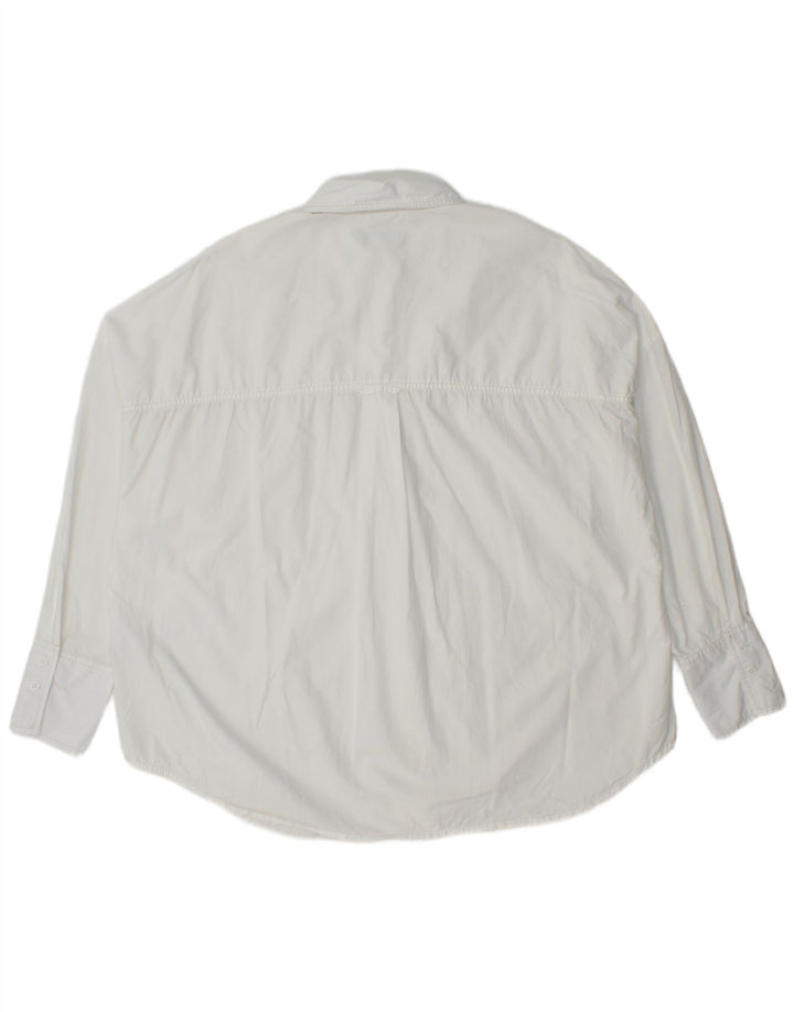 Benetton Γυναικείο πουκάμισο Oversized UK 10 Small White Βαμβακερό